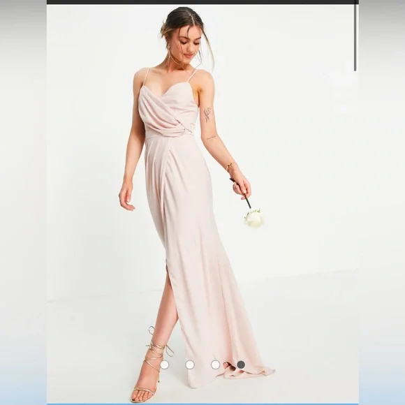 ASOS | Dresses | Asos Design Bridesmaid Drape Cami Maxi Dress With Wrap  Waist In Blush | Poshmark